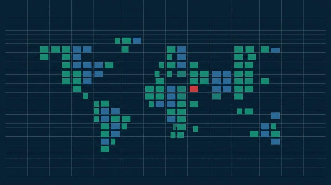 Pixel-art world map showing healthcare repositories scanned across the globe